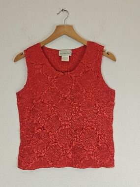 VTG She's All That Red Crinkle Stretch Textured Tank Top Y2K One Size Fits Most